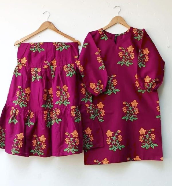 2 Piece Dress Flower Shrara Print