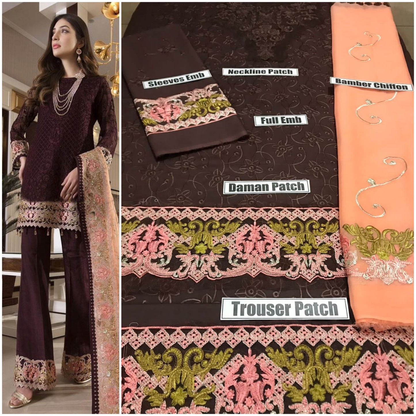 Lawn 3-Piece Embroidered dress 22 Discover luxury with our Summer Lawn Vol'24. Full heavy embroidery and Chikankari adorn the front, neckline, sleeves, back, and daman. Complete with a Bamber or Organza Dupatta featuring intricate embroidery or cutwork. P