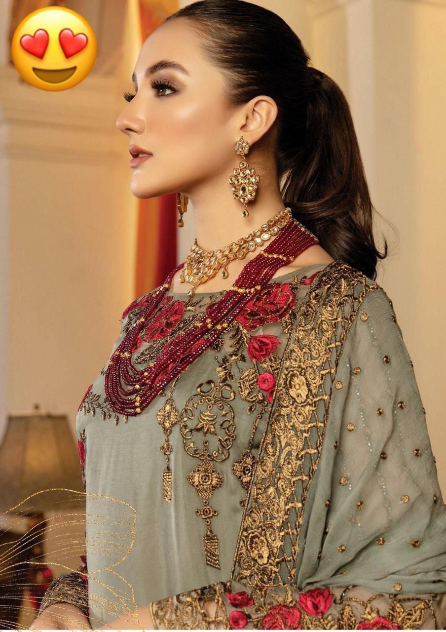 Serene Imrozia Wedding Chiffon Dress Each piece is meticulously crafted with heavy embroidery, sequence work, and exquisite detailing, ensuring you to shine.