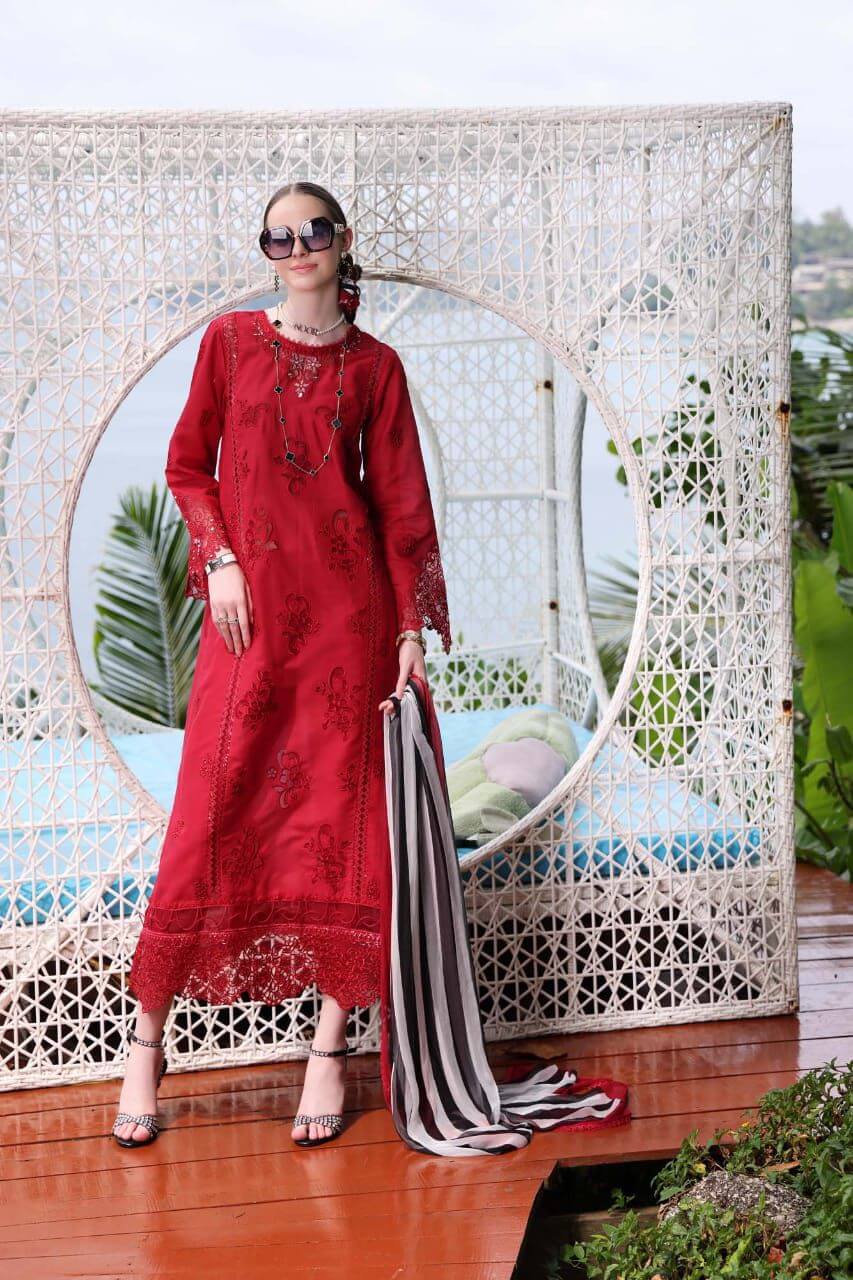 Noor by Saadia Asad – Embroidered Cotton Outfit with Silk Dupatta