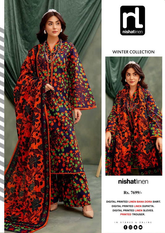 Nishat Bana Dora Linen 3-Piece Printed Collection