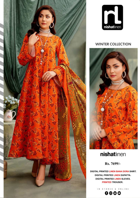 Nishat Bana Dora Linen 3-Piece Printed Collection