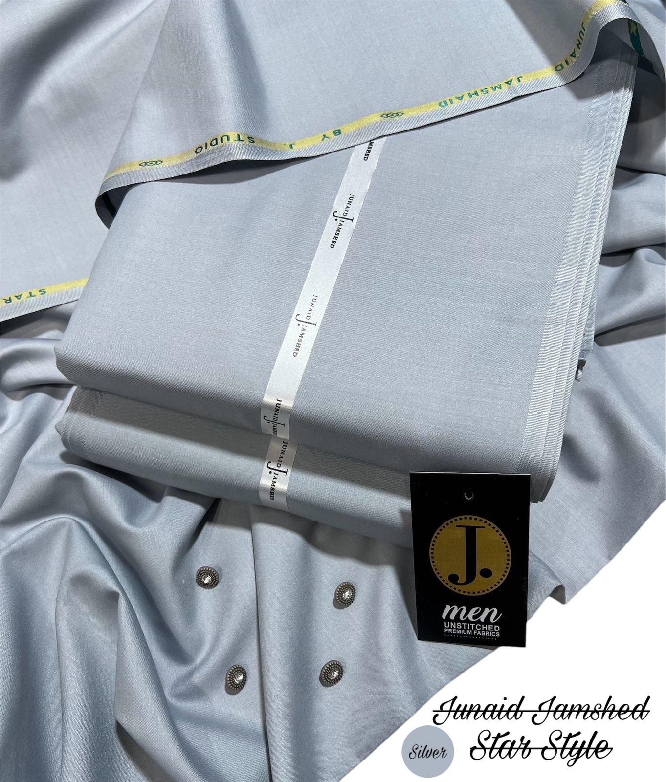 Junaid Jamshed JW-70 – Premium Men’s Unstitched Wash & Wear (Silver) - Men's Collection