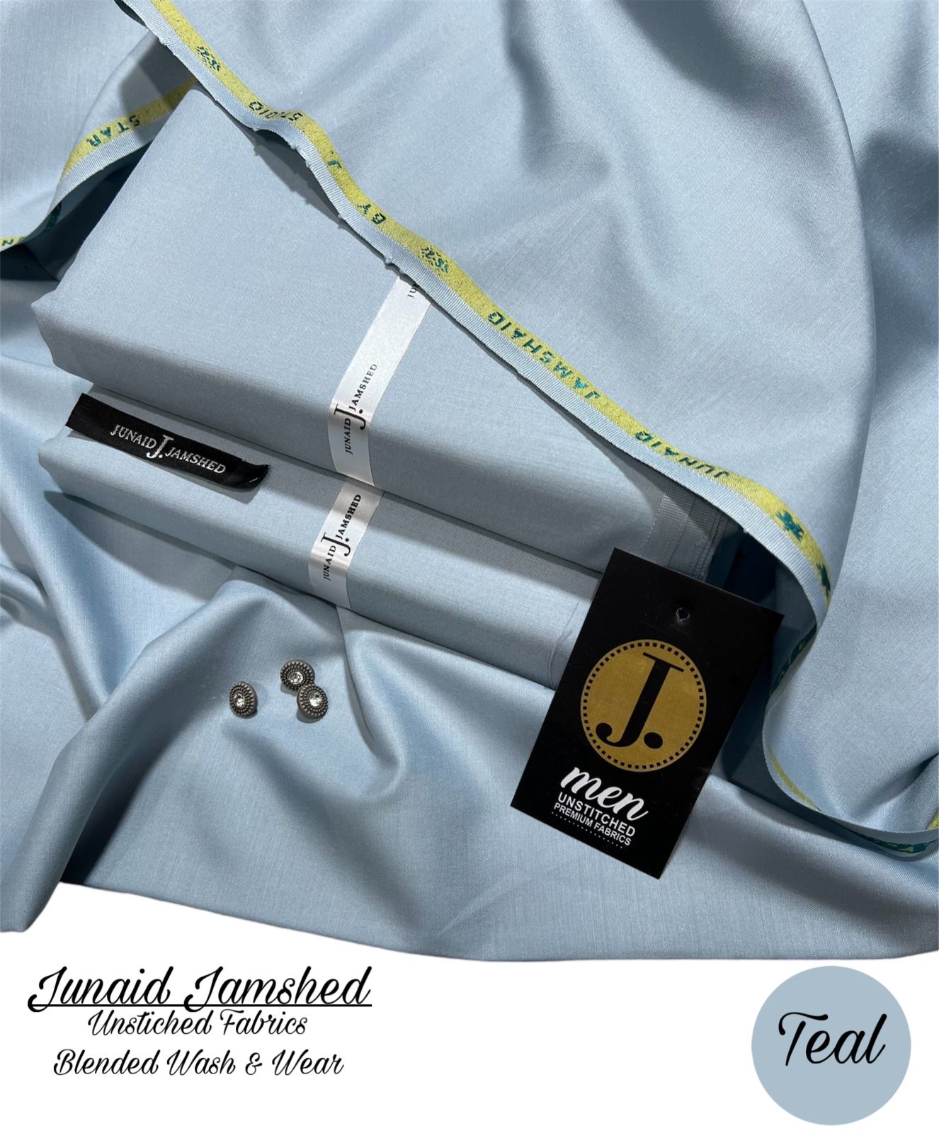 Junaid Jamshed JW-70 – Premium Men’s Unstitched Wash & Wear (Teal) - Men's Collection