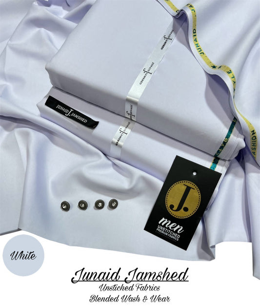 Junaid Jamshed JW-70 – Premium Men’s Unstitched Wash & Wear (White) - Men's Collection