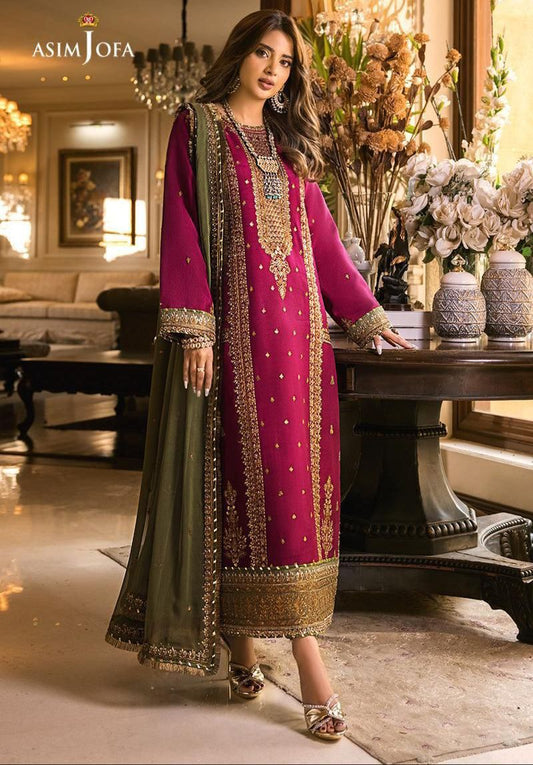 ASIM JOFA - Premium Chiffon Embroidered Unstitched Suit  | Formal Wear