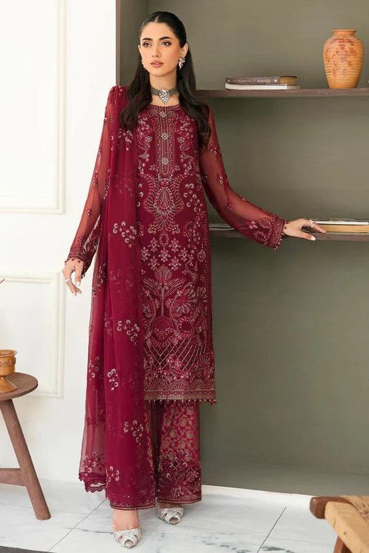 SAFEERA BY FLOSSIE - Elegant Organza Embroidered Unstitched Suit  | Semi Formal