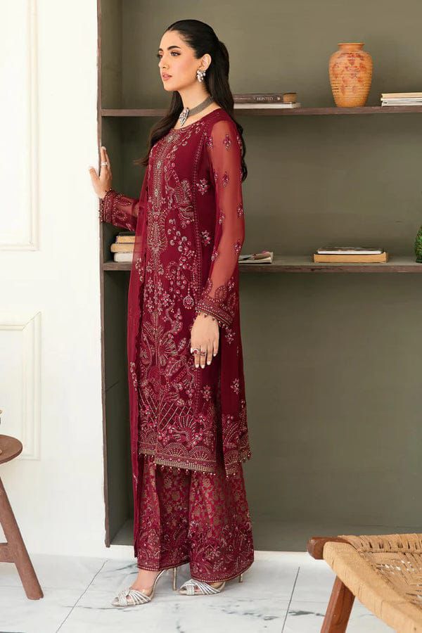 SAFEERA BY FLOSSIE - Elegant Organza Embroidered Unstitched Suit  | Semi Formal