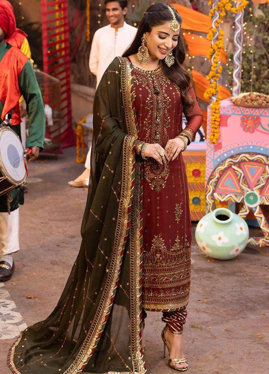 ASIM JOFA - Unstitched Chiffon Replica Suit with Malai Trouser | Formal Wear