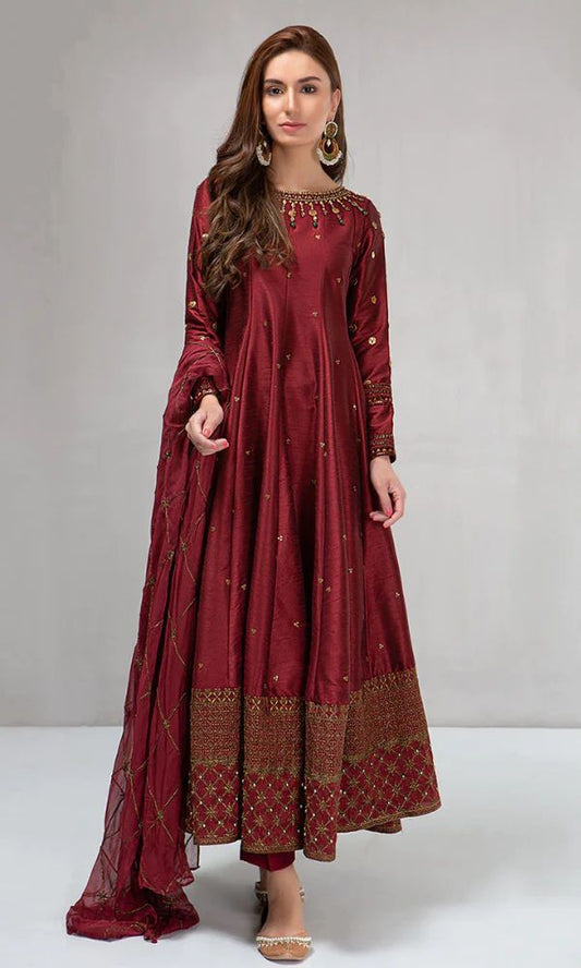 Maria B 2K24 Luxury Collection: Embroidered Frock with Net Dupatta  | Semi formal