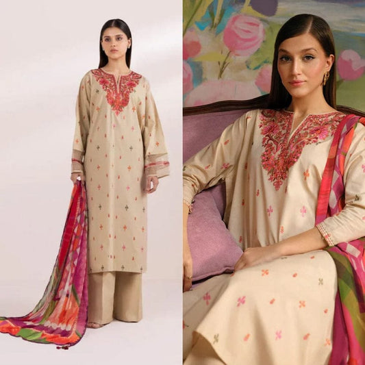 SAPPHIRE Embroidered Dhanak Three Piece | Winter Collection