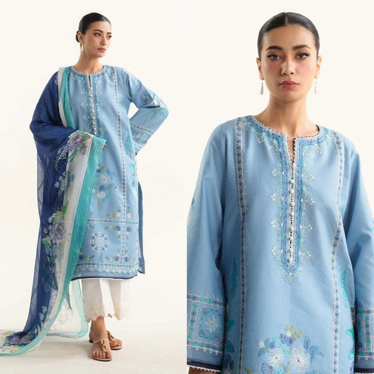 Zara Shahjahan Embroidered Dhanak Three Piece| Winter Collection