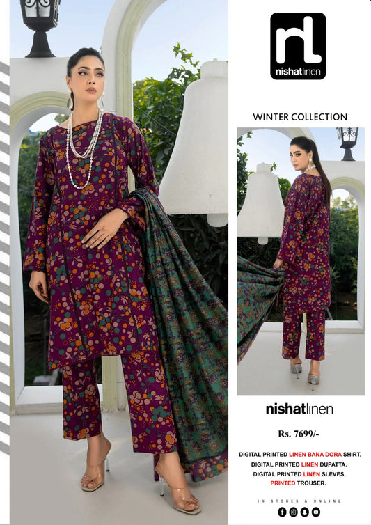 Nishat Bana Dora Linen 3-Piece Printed Collection