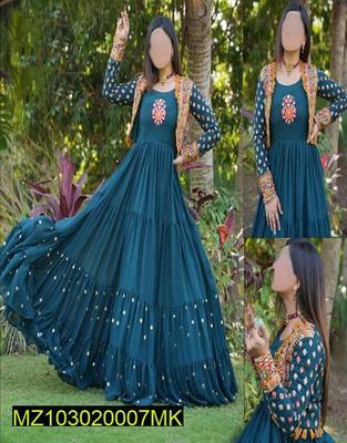 3 Pcs Women's Stitched Shamoz Silk Embroidered Maxi - Blue