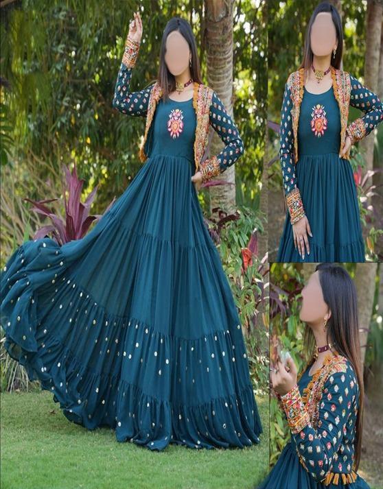 3 Pcs Women's Stitched Shamoz Silk Embroidered Maxi - Blue