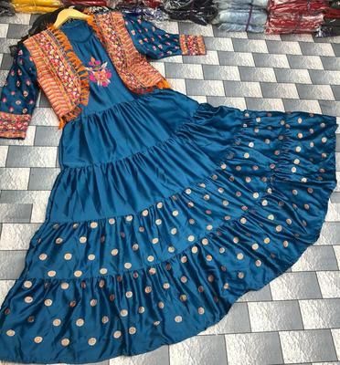 3 Pcs Women's Stitched Shamoz Silk Embroidered Maxi - Blue