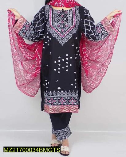 3 Pcs Chunri Mirror Silk Suit