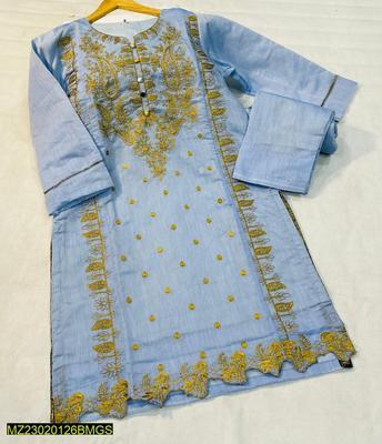 2 Pcs Women's Stitched Paper Cotton Embroidered Suit